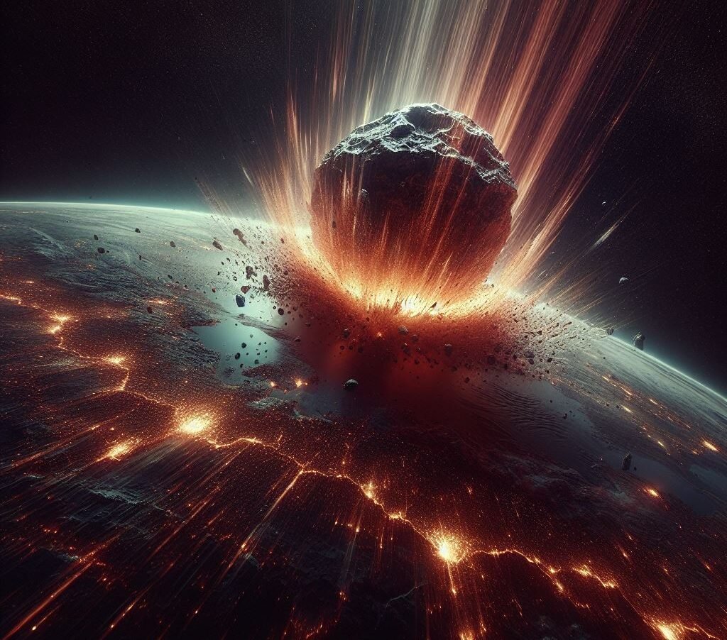 Meteorite hitting the earth
