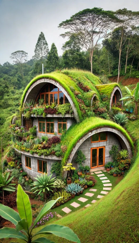 Earth home in hillside