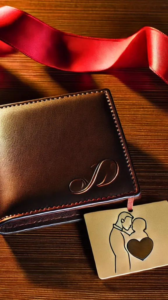 Personalized leather wallet with initials embossed - thoughtful handmade gift for him