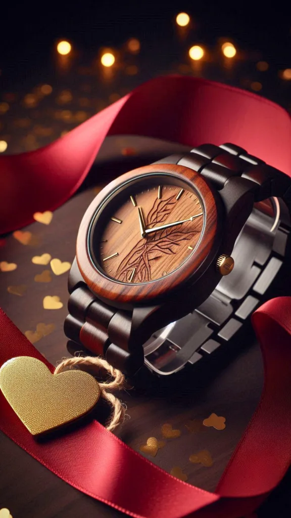 Handmade wooden watch with customizable engraving - unique Valentine's Day gift