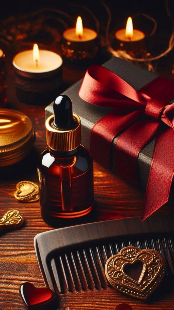 Homemade beard oils in jars with personalised labels - romantic Valentine's gift idea