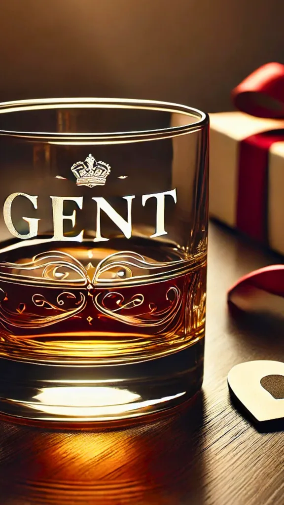 Personalized Whisky glass for him with the word Gent on it.